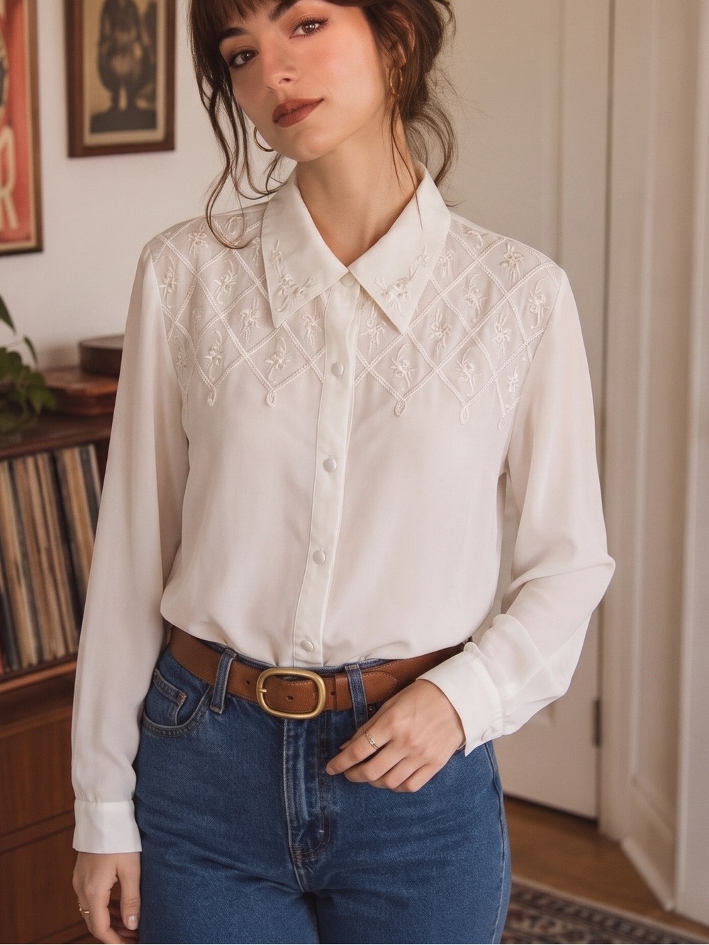 VINTAGE CHRISTIE & JILL Embroidered Beaded Blouse